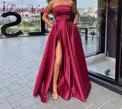 Платья для выпускного вечера 2019 без бретелек линия атласное платье для вечеринки изготовленный на формальный заказ платье Свадебные