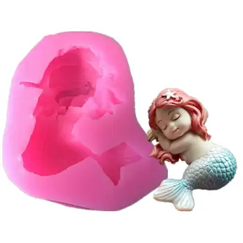 

3D Sleeping Cute Baby Mermaid Silicone Mold Fondant Mould chocolate molds for Decorating Cakes chocolate