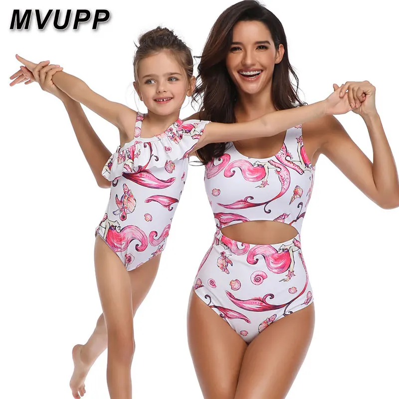 

Mermaid one piece high waist mommy and me swimsuit mother daughter clothes family matching outfits look mom baby outfits mum nmd