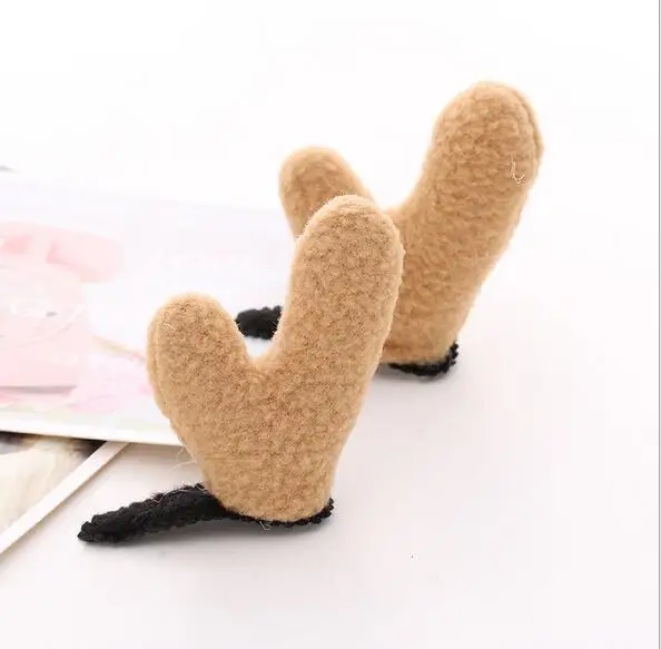 

1 pair multicolor cute Milu deer horn hair clip barrettes for women girl children Christmas hair jewelry best gift hair claws