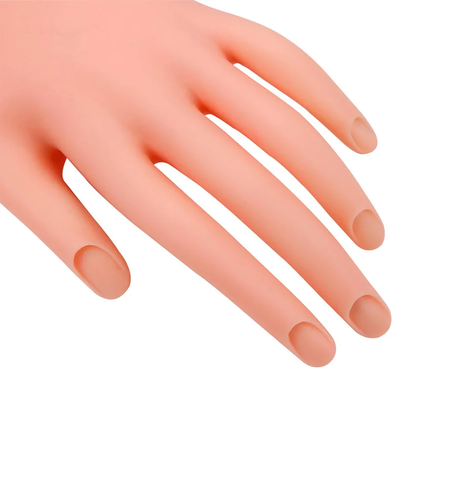 Nail Practice Hand Model Flexible Movable Silicone Prosthetic Soft Fake Hands for Nail Art Training Display Model Manicure Tool