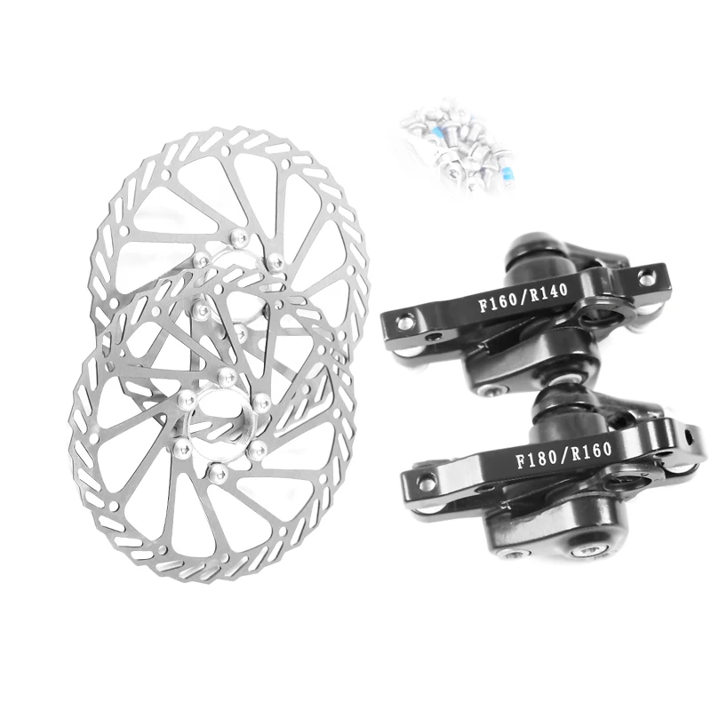 

Stainless Steel Bicycle Disc Brake Set Kit Bike Rotor with Clipers Rear Wheel Brake F:180/ R:160 Front Wheel Brake F:160 R:140