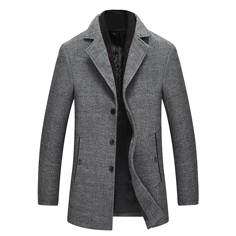 BOLUBAO, зимнее мужское шерстяное пальто, новинка, Мужское пальто с шарфом, одноцветное шерстяное пальто, топ, Повседневный бренд, мужское качественное шерстяное пальто - Цвет: Gray
