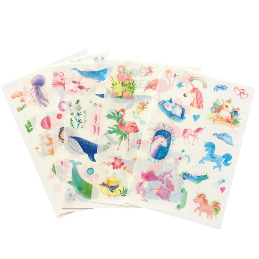 

10packs/lot Unicorn Box-Packed Paper Sticker Stationery Deco Bookmark Diary Sticker Label Paper Card