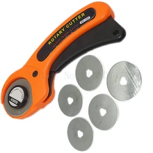 45mm Rotary Cutter Premium Quilters Sewing Fabric Craft Quilting Manual Cutting Tool With 5pc 45MM Refill Replacement Blades Set