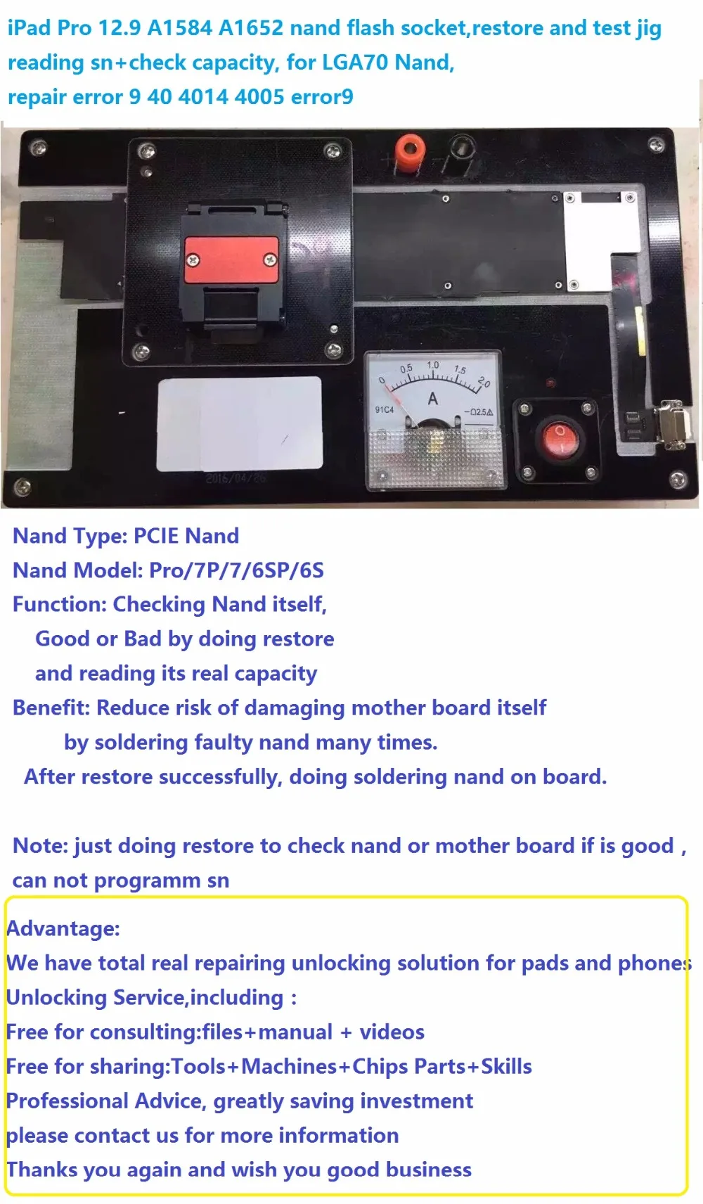 Ipadのプロ12 9 A1584 A1652 Nandフラッシュソケット 復元試験治具読書sn チェック容量 Lga70 Nand 修理エラー9 40 Ipad Pro Ipad Pro 12 9nand Flash Socket Aliexpress