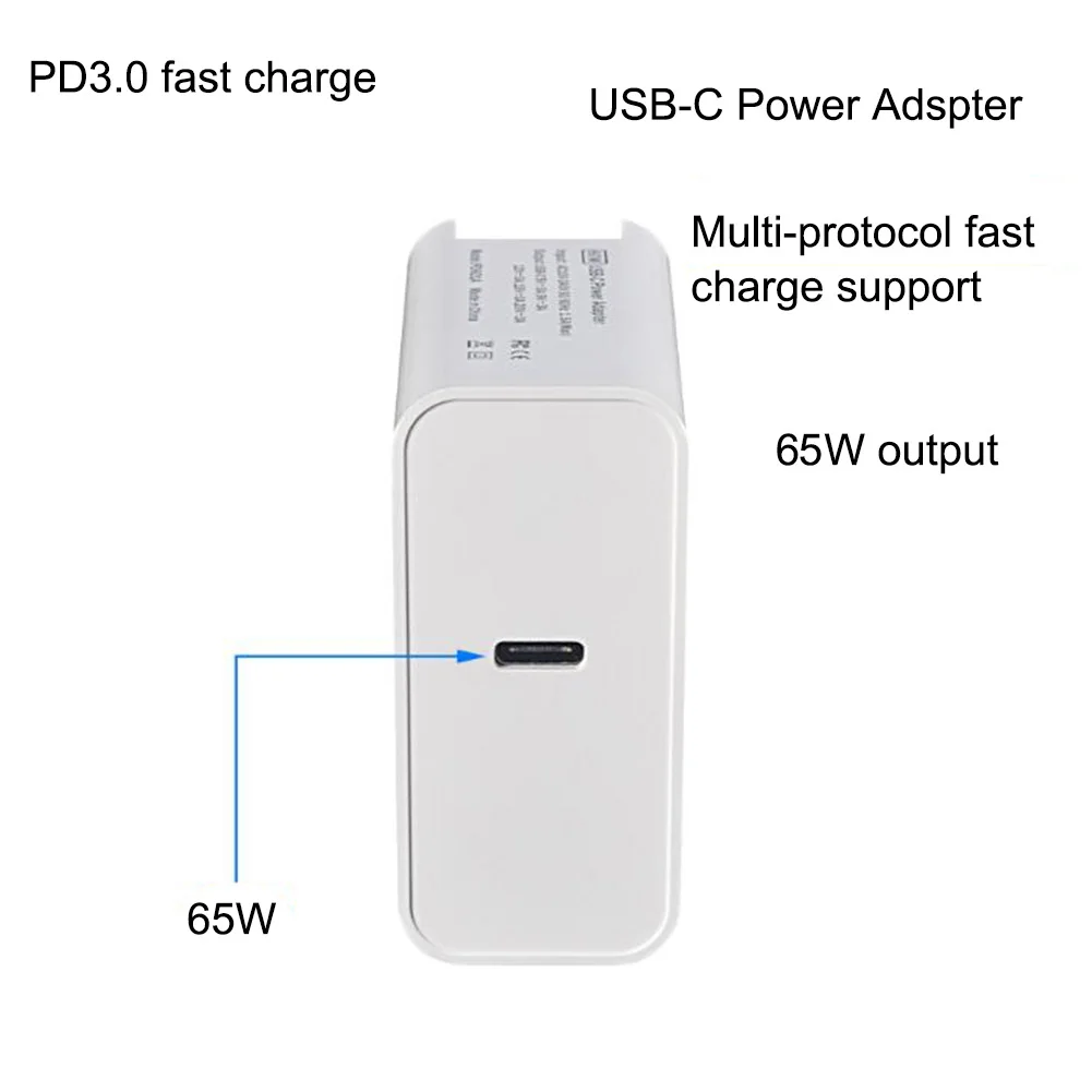 65 Вт US/EU/UK Быстрая зарядка быстрое зарядное устройство адаптер дорожное настенное зарядное устройство для MacBook/iPhone X/8 Plus Xiaomi USB-C портативное PD зарядное устройство
