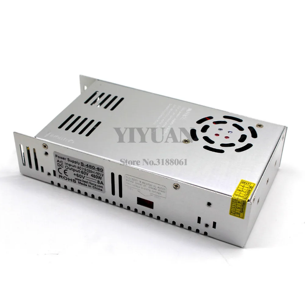 Импульсный источник питания DC60V 8A 480W трансформаторы AC110V 220V к DC 60V SMPS для CCTV 3d принтер шаговые двигатели механика