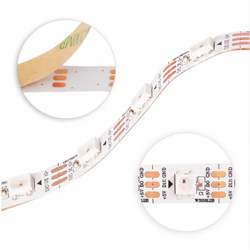 Ws2812b 1 м/4 м/5 м 30/60/144 светодиодов/м 2812 светодиодная лента IP30/IP65/IP67 водонепроницаемая