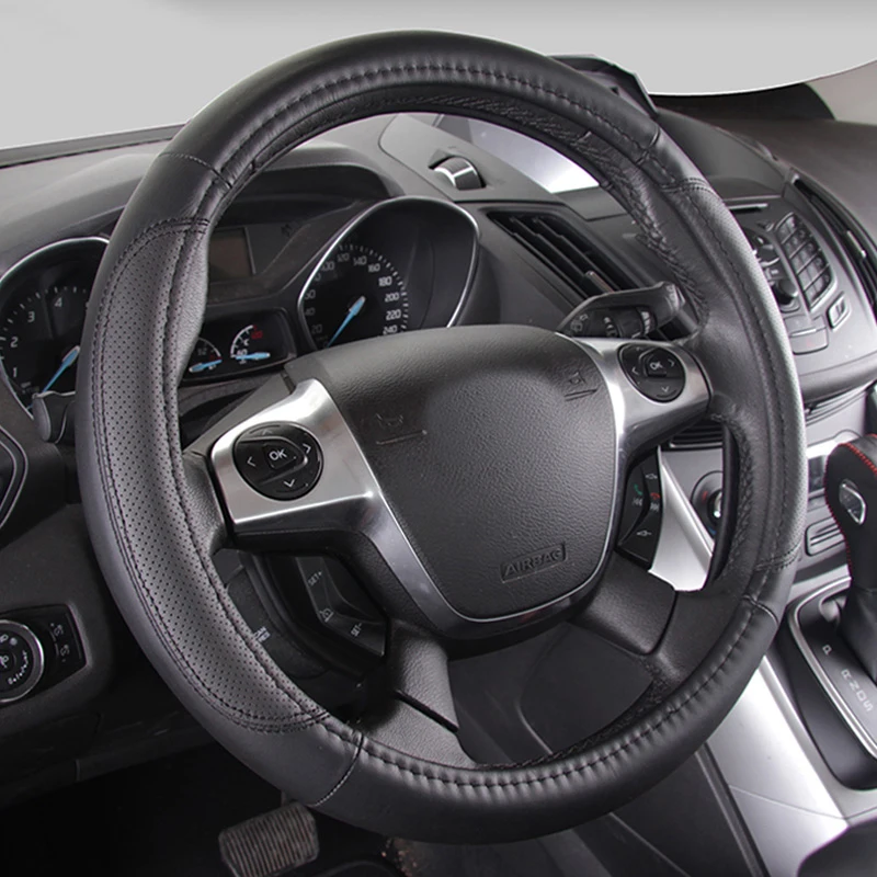 Car Steering Wheel Cover Genuine Leather for Ladies Universal Steering