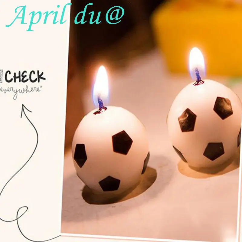 

3pcs in 1 card Cute Football candle Kid's Birthday Cake Cupcake Toppers Birthday party Creative Baby shower Cake Candles toy