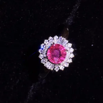 

Fine Jewelry Real Pure 18 K Gold Jewelry 100% Natural Pink Sapphire Gemstones 0.8ct Diamonds Female's Fine Rings for Women