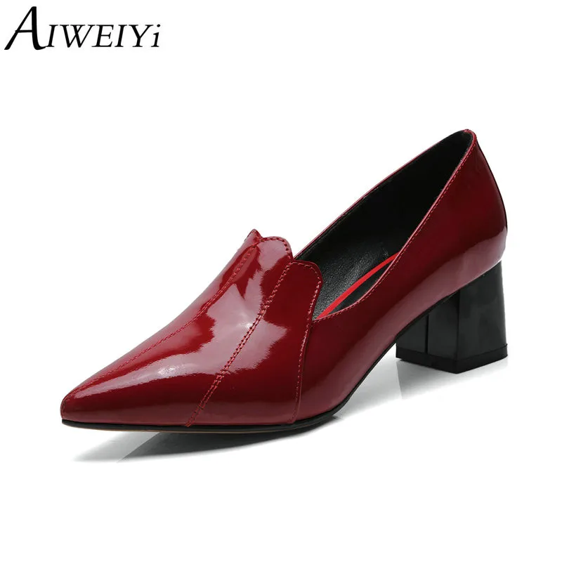 

AIWEIYi Women High Heels Pointed toe Platform Pumps Black Red Slip On Dress Party Pumps Spring Autumn Casual Shoes Woman Pumps