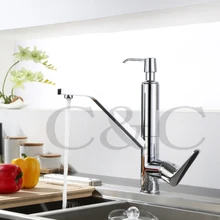 Современные хромированной латуни Кухня раковина смеситель Кухня кран тщеславия кран с Мыло диспенсер