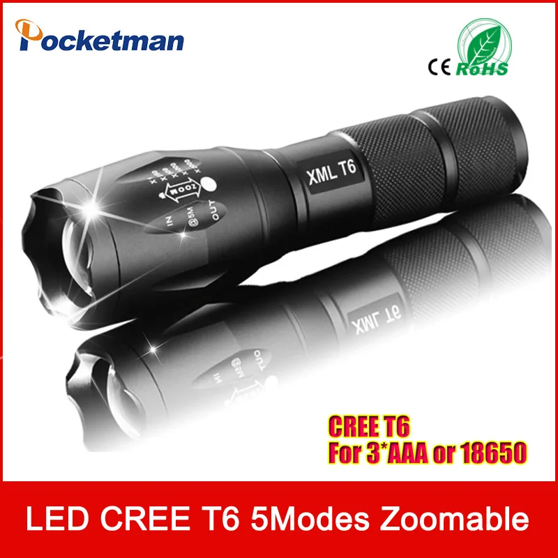 

zk35 3800Lumens E17 XM-L T6 Led Torch Zoomable LED Flashlight Torch Light For 3xAAA or 1x18650 Free Shipping