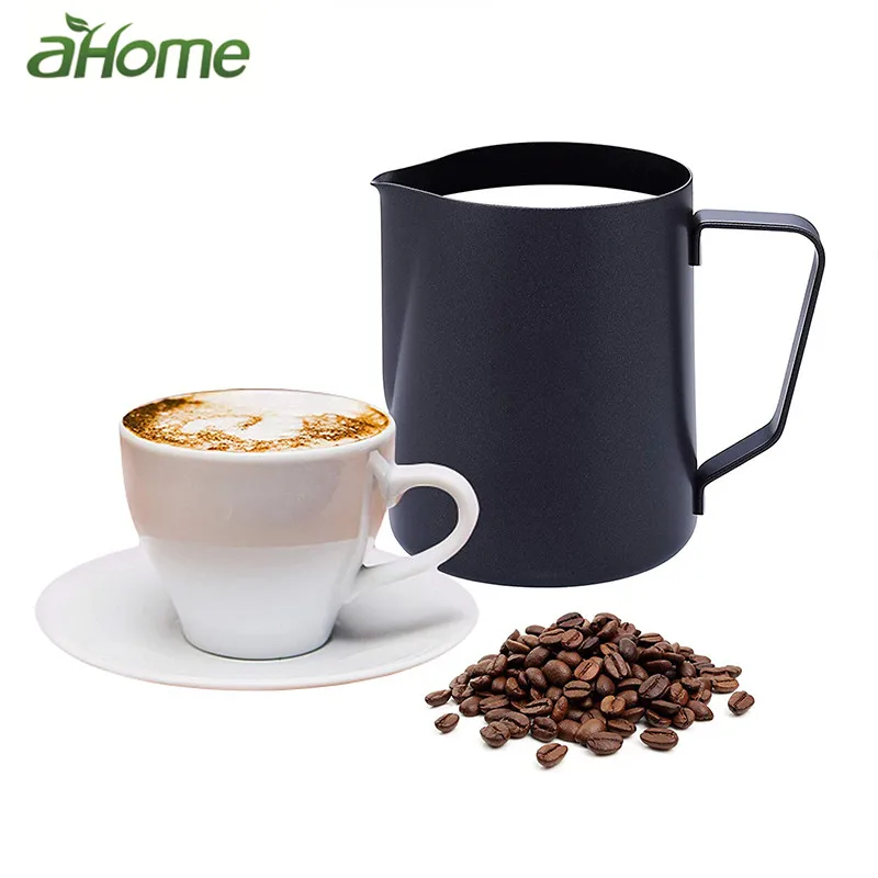 

Black Stainless Steel Espresso Cup Milk Frother Coffee Cup Cappuccino Cream Milk Foam Mug Milk Frothing Jug for Home Cafe Late