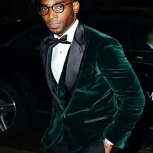 Костюм жениха под заказ пиковые Черные нагрудные смокинги для жениха бархатные Мужские костюмы для шафера блейзер(пиджак+ брюки+ галстук+ жилет) B975