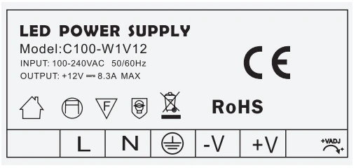 Черный алюминиевый корпус 12V Светодиодный источник питания 100W 8A постоянное напряжение DC12V светодиодный драйвер 100-240VAC к 12VDC преобразователь трансформатора