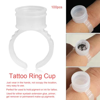 

100pcs M Disposable Tattoo Ink Rings Clear Eyebrow Lip Tattoo Pigment Ink Cup Holder Container Permanent Makeup Tattoo Ink Rings