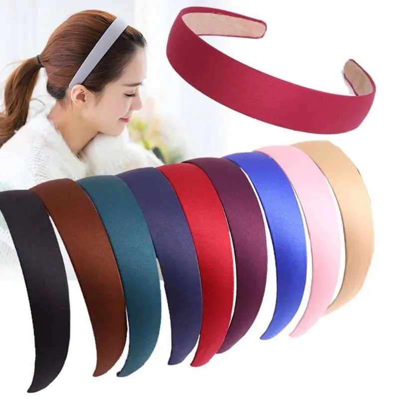 

Multi Colors Korean Minimalist Headband Women Girls Faux Suede Cloth Wrapped Stretch Hair Hoop Wide Plain Solid Color Headpiece