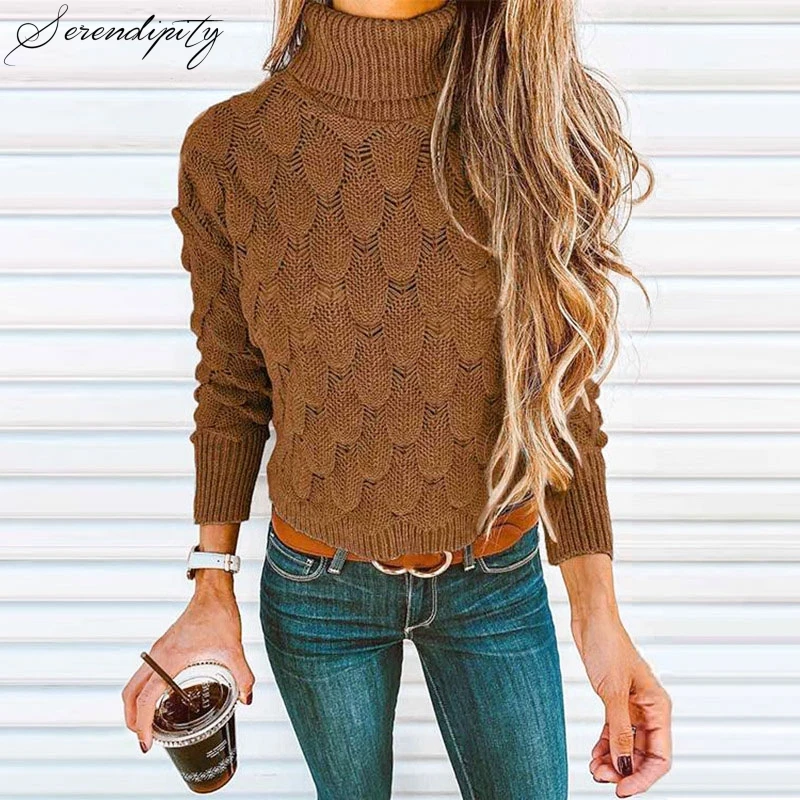 

SRDP Turtle Neck Sweater Women Autumn Winter 2019 Knitted Sweaters Solid White Knitwear Pullovers Plus Size