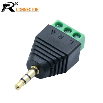 

3.5mm 3ploe 1/8 Inch Stereo Male Plug to AV Screw Video Balun Terminal Jack 3.5 mm Male 3 pin Terminal Block Plug Connector