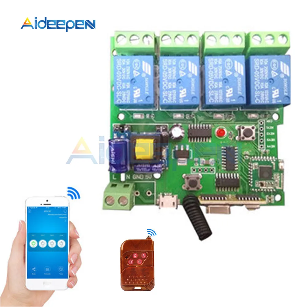 

Smart Remote Control DIY Wireless Switch Universal Module 4ch AC 220V and 433mhz Wifi Switch Timer for Smart Home