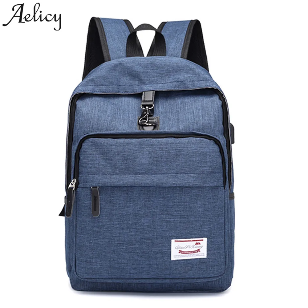 

Aelicy Men Backpack Rechargeable male Backpack travel Nylon Double Zipper boys School Bag 2019 mochila feminina dropshipping hot