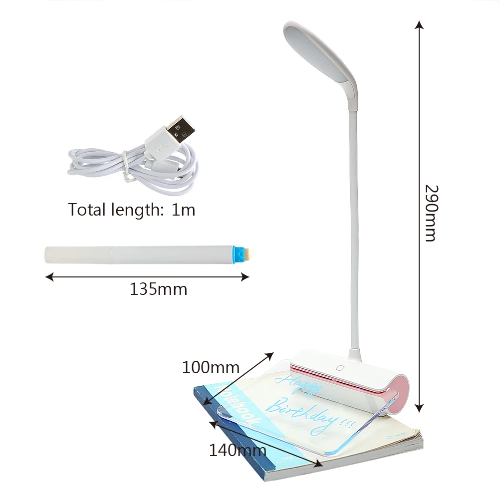  LED Table Lamp Novelty Eye Protection USB Rechargeable Desk Lamp Touch Switch Reading Light Message - 32880500943