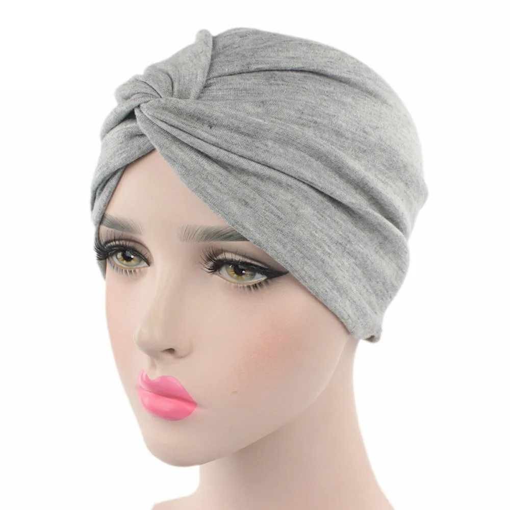 Зимние шапки для женщин химиотерапия шляпа шапочки шарф Тюрбан, повязка на голову кепка Повседневная Женская фетровая шляпа женский тюрбан головной убор шапки бини - Цвет: Gray