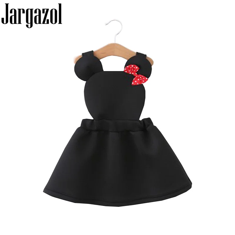Осеннее платье для малышей с галстуком-бабочкой и Минни Маус; стильные платья на бретелях; сезон осень-весна; платье для маленьких девочек; детская одежда; костюм