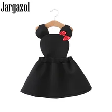 Осеннее платье для малышей с галстуком-бабочкой и Минни Маус; стильные платья на бретелях; сезон осень-весна; платье для маленьких девочек; детская одежда; костюм