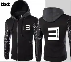 Новая мода с капюшоном кожаные рукава MBACK куртка Eminem Мужская спортивная куртка с капюшоном тонкий рубашка с капюшоном