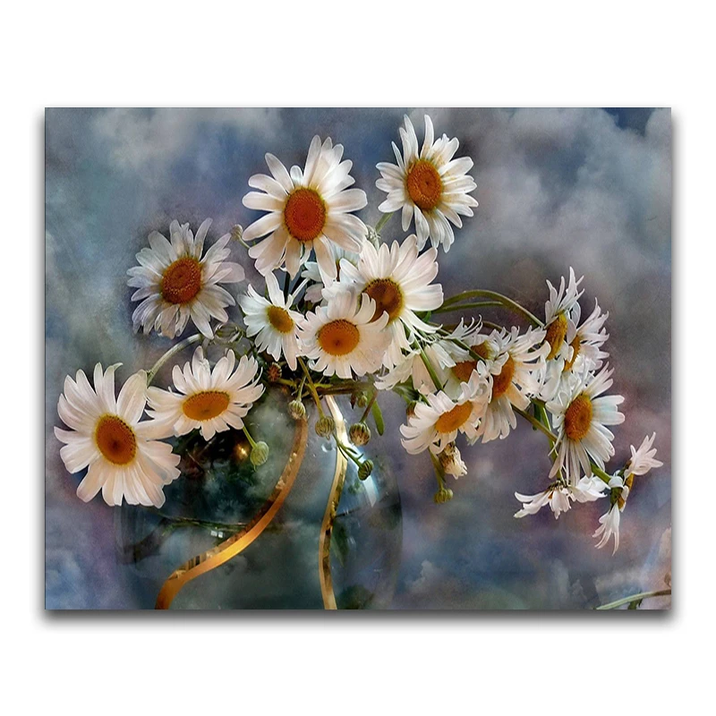 DIY 3D Diamond painting flower Full Round Diamond mosaic daisy Full Square Diamond embroidery Cross stitch white