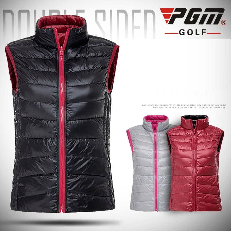 Pgm Golf Vest For Women Duck Down Jacket Female Sleeveless Windproof Golf Sportswear Ultra Light Lady Waistcoat Golf Vest D0507