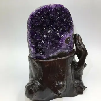 

820g Natural Uruguayan Amethyst Quartz Cave Geode Crystal/Stand