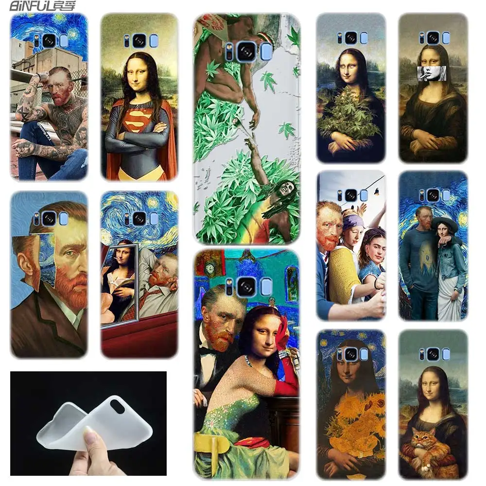 Soft Silicone Case For Samsung S21 S20 S11 S10 S9 S8 Plus lite 11e 10e Uitra S7Edge Van Gogh Mona Lisa Funny | Мобильные телефоны и