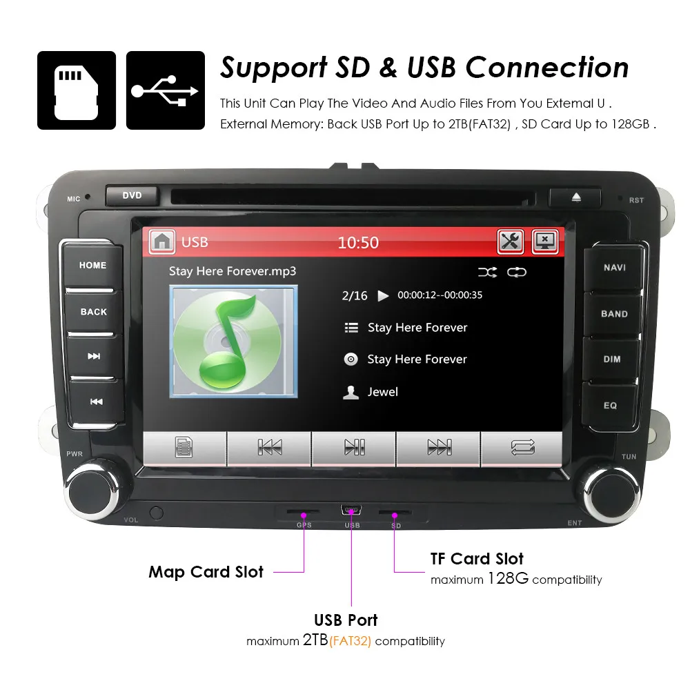 Discount 2 Din 7" Car DVD GPS Navigation Quad Core Car Multimedia player for VW Polo Jetta Tiguan Passat Car Stereo Autoradio 1