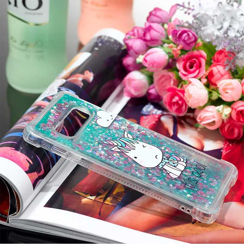 

Liquid Cute Cartoon Glitter Case For Samsung Galaxy S8 S9 S10 Plus SPowder Animals Phone Cases For Samsung A6 A7 2018 J5 J4 Plus