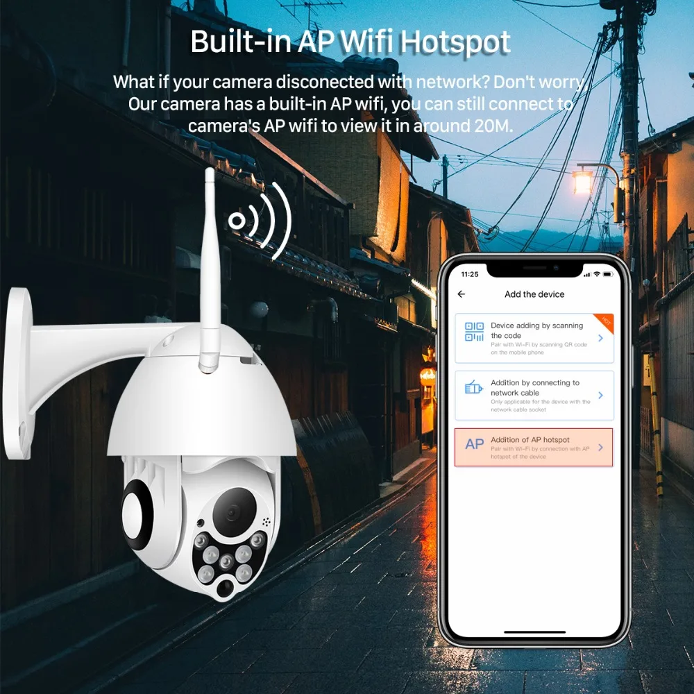 IP камера купольная 1080P 2 Мп Wi Fi PTZ IP66|Камеры видеонаблюдения| |