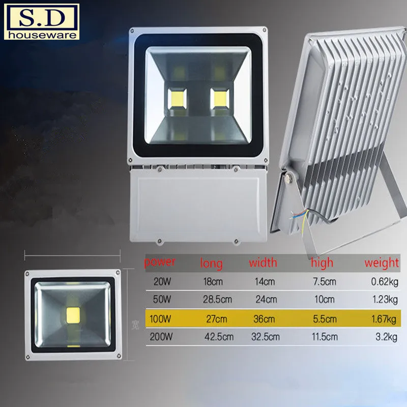 Светодиодный прожектор 100 Вт промышленное освещение источник открытый Водонепроницаемый 200 Вт энергосберегающие освещения двор лампы