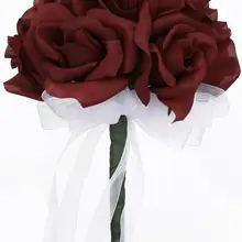 12 фиолетовых роз-Шелковый цветок букет невесты свадебный цветок De Mariage Роза