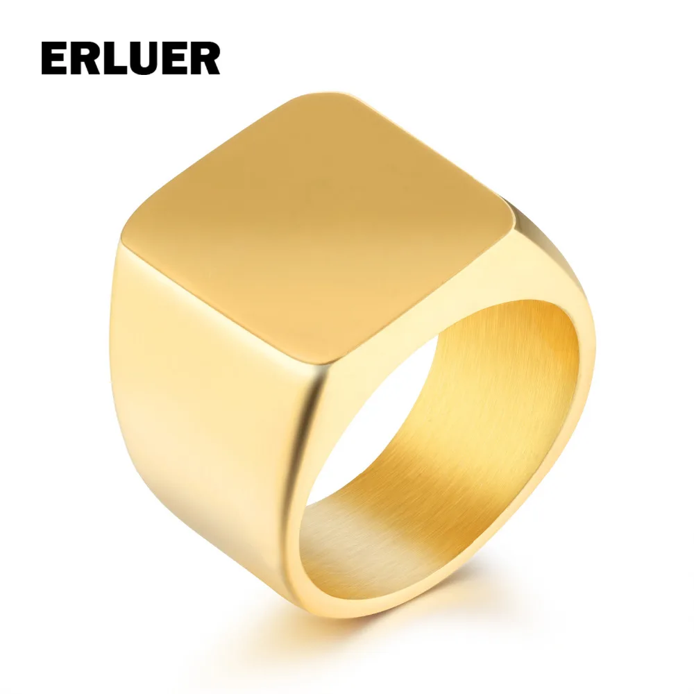 

ERLUER Retro Style Black Gold Color Silver Stainless Steel Ring For Women Men Jewelry Wedding Rings Rock Punk Christmas Gifts