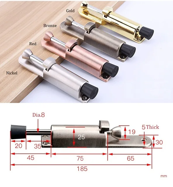 Zinc Foot Easystep Kick Down Door Stop Stopper With Screws Spring
