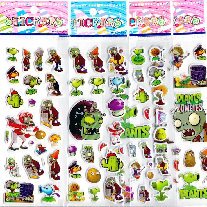 

8pcs Non-repeated Plants vs Zombies Game Kids Puffy Sticker PVC 3D Bubble Stickers Craft Scrapbook Stickers NOT for Nail