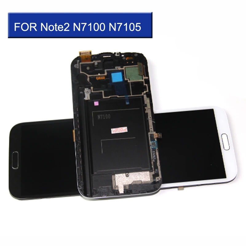 

For Samsung Galaxy Note2 N7105 Note 2 N7100 Super AMOLED LCD Display Touch Screen Digitizer Full Assembly with Frame Glass Repla
