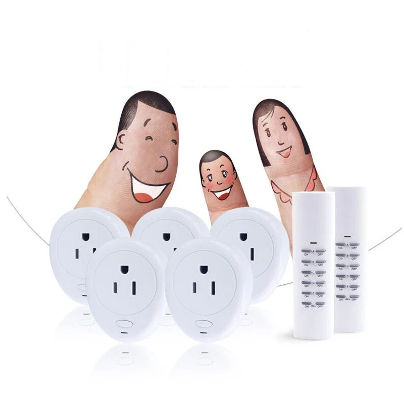 

Smart USA Plug 2 Wireless Remote Control, 5 Socket Receiver Smart Power Socket Switch Family Electrical Remote Socket