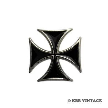 

(KB605) Wholesale 50pc Maltese Cross Button Screwback Button Leathercraft Black