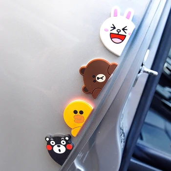 

ETIE Bear Rabbit White Black Brown Orange MINI Crashproof Car Styling Collision Avoidance Car Sticker Door 3D Glue Accessories