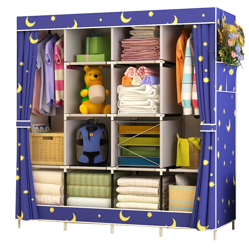 Simple Wardrobe Fabric Folding Cloth Wardrobe DIY Assembly Large Reinforcement Combination Closet Clothes Storage Cabinet